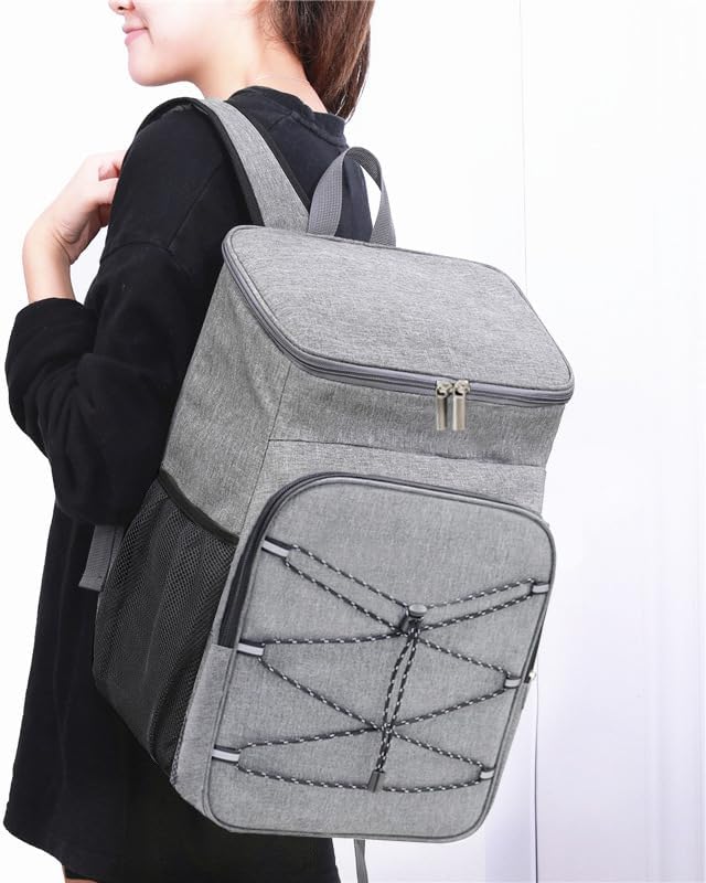 Waterproof Insulated Cooler Backpack for Men & Women, Leak Proof Insulated Cooler Backpack for Camping, Beach, Fishing, Picnic, Travel, Foldable Environmental Insulate Bag (Grey)