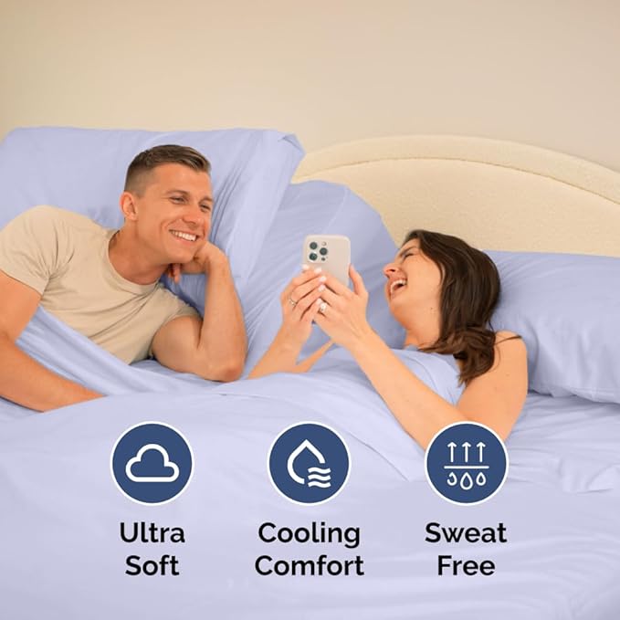 Flex Top Split Head King 4 Piece Sheet Set - Comfy Breathable & Cooling Bed Sheets Set - Hotel Luxury Bedding for Women, Men, Kids, Teens, Boys & Girls - Deep Pockets, Ultra-Soft - Oeko-Tex - Lavender
