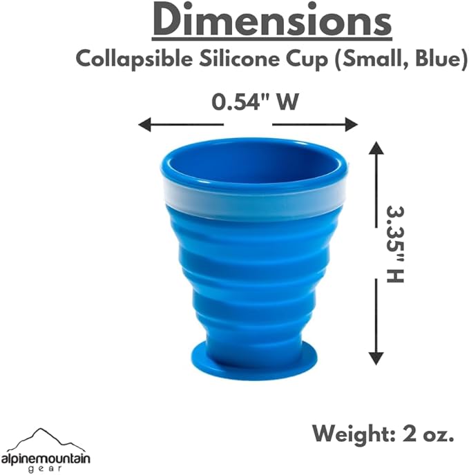 Collapsible Silicone Cup for Camping and Backpacking - Camping Dishware Gear Essentials in Blue (Made by Caddis Sports)