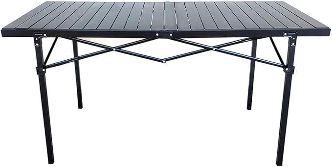 GoTEAM! Portable Heavy Duty Aluminum Roll-Top Table, Camping/Tailgating/Beach Instant Table with Carry Bag