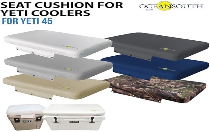 Oceansouth Seat Cushions for Yeti Coolers (Press Stud Fittings) (Camouflage, YETI 45) Camping yeti seat Cushion Handle Beach Chair ice Box chests and Coolers Foam Cooler Boat Seats