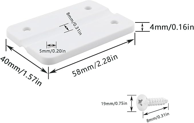 2PCS 57x39mm White Insulated Box/Cooler/Freezer Plastic Hinge Replacement Parts with Screws Camping Hiking Kitchen Accessories