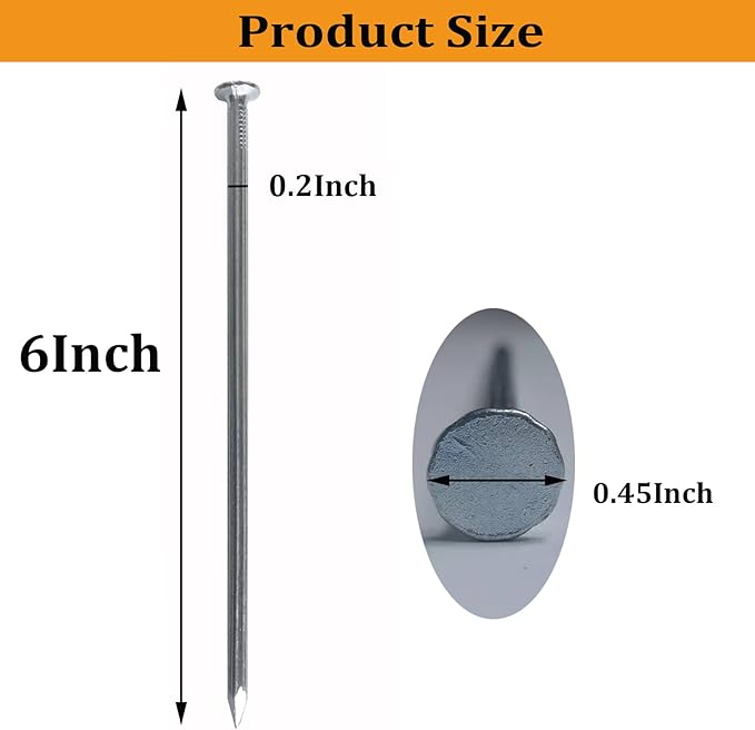 Metal Stakes, 6 Inch 144 Pcs Galvanized Landscape Spikes,Garden Nails for Turf,Weed Barriers,Tent and More