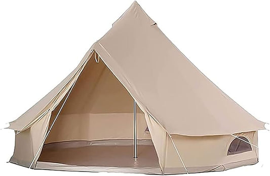 GeRRiT Outdoor Bell Tents Large Waterproof Canvas Glamping Yurt Tent with Zipped Groundsheet and Chimney for Family Camping Hiking Hunting Party Shelter, 3/4/5/6m