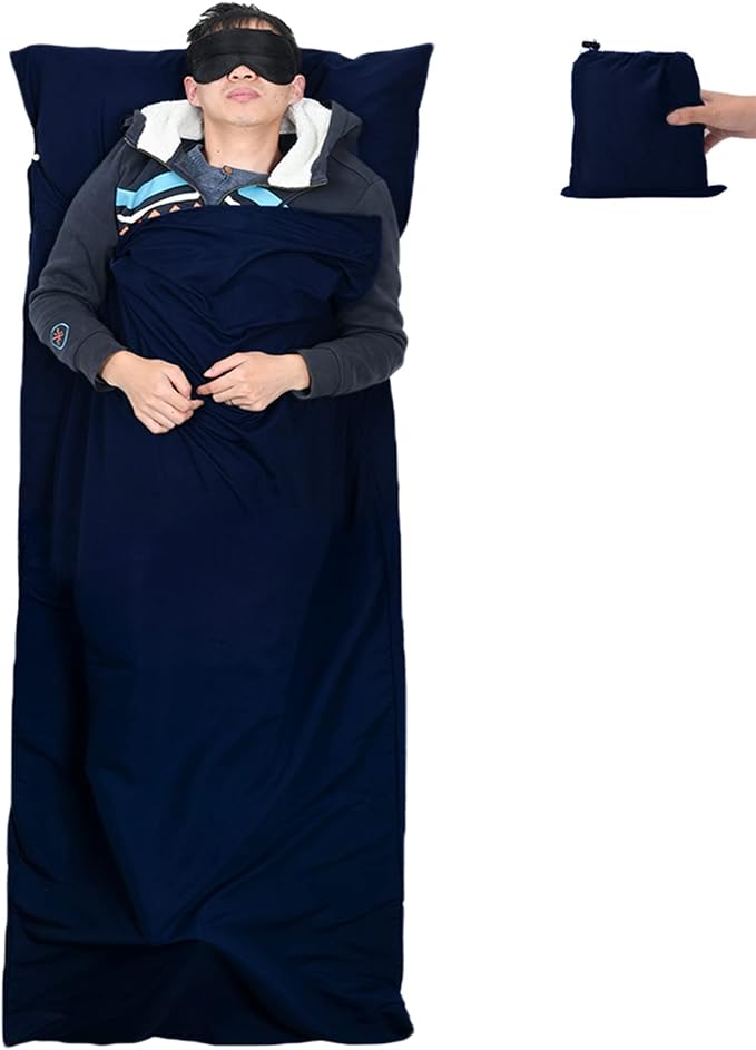 Sleeping Bag Liner, Lightweight Portable, Soft Travel and Camping Sheet, with Compact and Carry Bag, for Travel, Hotel