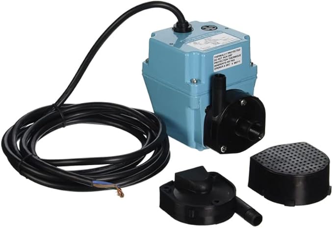 Little Giant 2E-38NY 230 Volt, 300 GPH, 1/40 HP, Manual In-line/Submersible Small Oil-filled Aluminum Pump with 12-ft. Cord (Plug-less), Blue, 502216