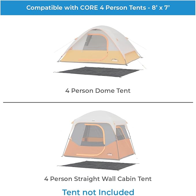 CORE Outdoor Tent Footprints | Perfect Tarp Camping Accessories for Easy Camp Setup (4 Person Tents)