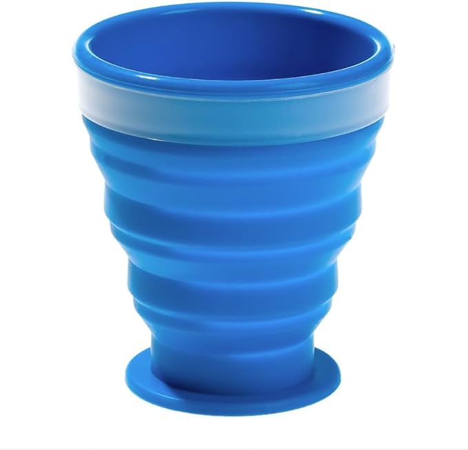 Collapsible Silicone Cup for Camping and Backpacking - Camping Dishware Gear Essentials in Blue (Made by Caddis Sports)