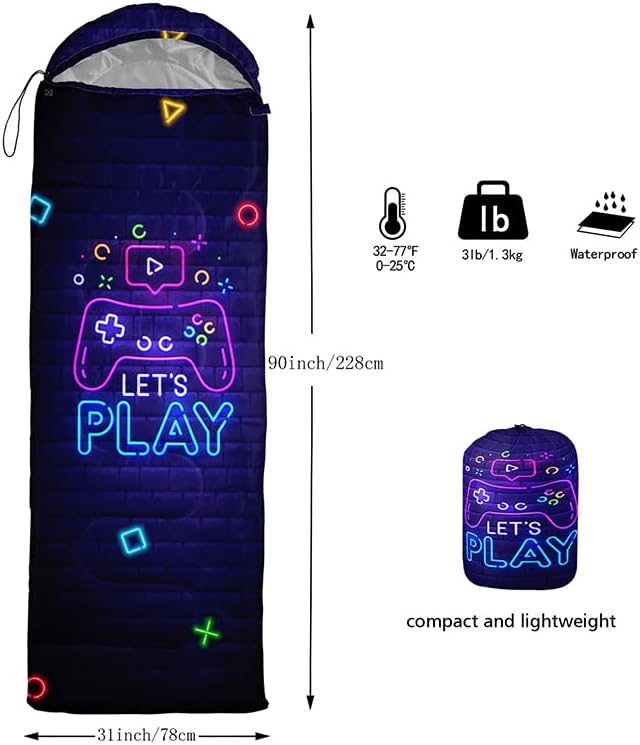 Kids Sleeping Bag for Boys and Girls,Mixed Color Star Dot-Lightweight Warm Portable Outdoor Indoor-Waterproof Cold Weather Resistant Sleeping Bag for Camping Hiking