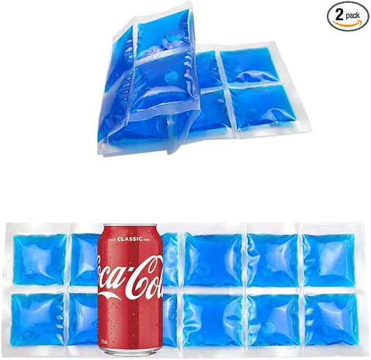 2-Pack Flexible Ice Sheets-4.9x13.4 for Any Lunch Boxes & Bags & Coolers - Reusable Freezer Packs Stay Foldable When Frozen, No Leak Gel Wrap to Keep Food/Drinks Cold for Hours for Work, BBQ, Camping