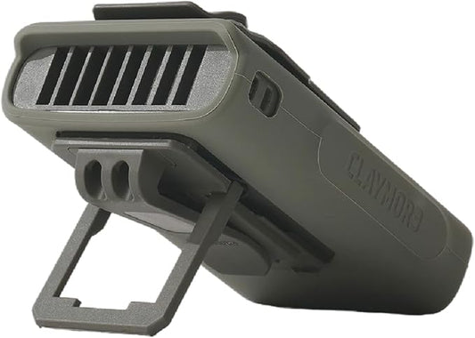 Claymore Clip Fan Khaki – Portable Rechargeable Neck Waist Wearable Fan with 5200mAh Battery, 5-Speed Quiet BLDC Motor, Hands-Free Neck Strap Design, USB-C Charging Camping, Hiking, Outdoor Use