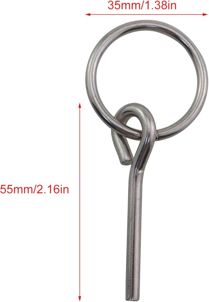 6PCS Stainless Steel Tent Pole Pin Rings Silver Metal Single Pin Ring Plug Accessories for Outdoor Camping Hiking Fishing Picnics Hiking