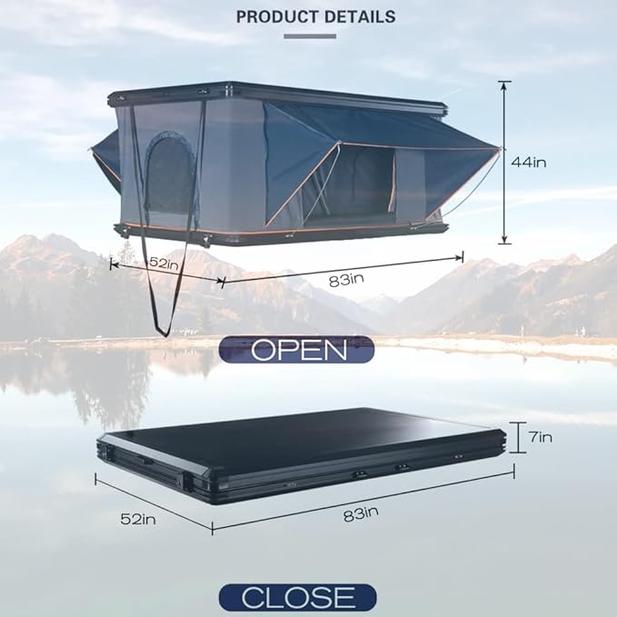 Durable Hard Shell Rooftop Tent | Spacious SUV Tent for Camping | Waterproof Roof Top Tent for Trucks