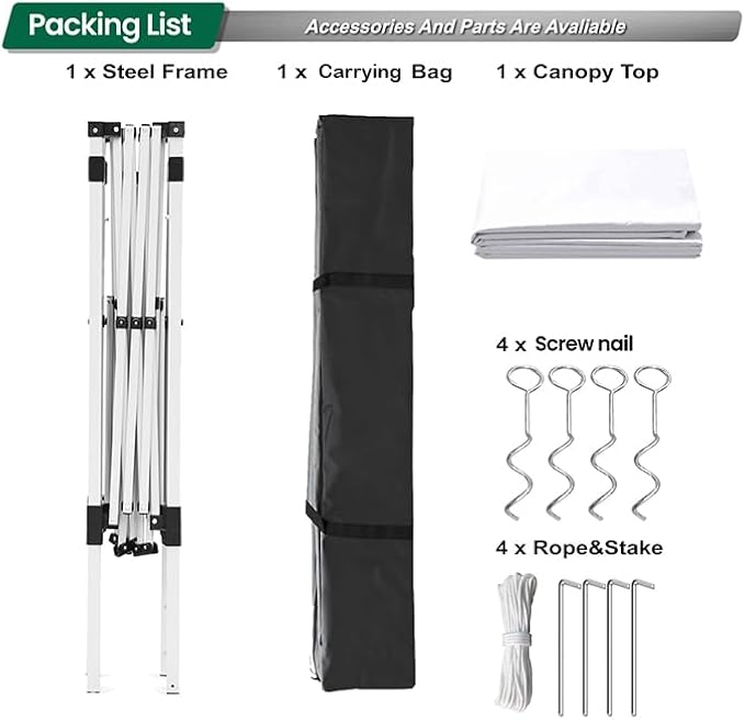 Pop-up Canopy Tent,Portable Outdoor Canopy for Parties Camping,Slant Legs Folding Tent,Sports Shelter,Beach Tent,Base 10x10 Top 8x8,3 Adjustable Height(White)