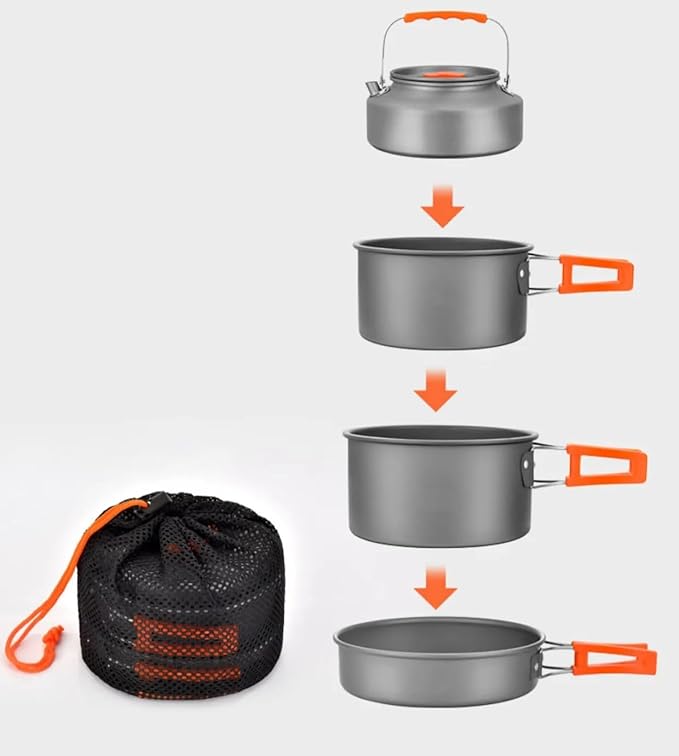 5pcs -20pcs Set TMKOOL Camping Cookware Mess Kit Outdoor Hiking Backpacking Picnic Cooking Bowl Non Stick Pot