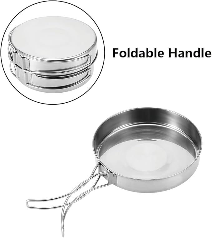 Camping Cookware Mess Kit, Backpacking Cooking Set Lightweight Stackable Pots and Pans Set Portable Tableware for Outdoor Indoors Kitchen Family Camping Travel Picnic Backpacking Hiking Fishing