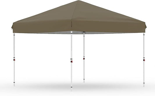 10x10 Pop Up Canopy Tent Outdoor Canopy with No Removable Sidewall One-Person Set Up Heavy Duty Commercial Instant Tent Shelter Brown