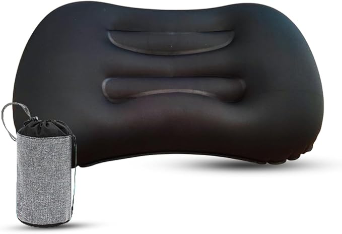 Ultralight Inflatable Camping Pillow -Compact, Comfortable & Portable Travel Pillow for Backpacking, Hiking, and Outdoor Adventures (Black)