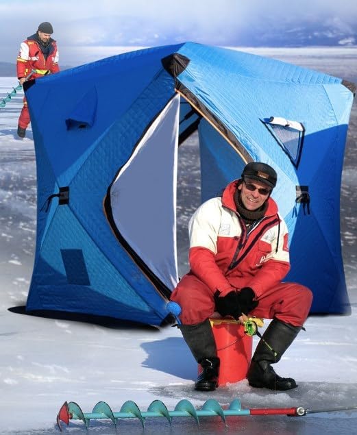 Portable 2 Person Ice Fishing Tent Insulated,Pop-up Hub-Style Ice Fishing Shelter w/Ice Nails, Thermal Ice Fishing Shanty Ice Fishing Gear for Ice Fishing