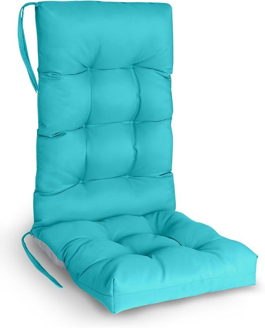 GREENVINES Rocking Chair Cushion | Polyester | Waterproof | Outdoor High Back Rocker Chairs Cushions | Seat with Ties | Non-Slip | Thickened Pad for Patio | 46.5" x 18.5" x 4.3" | Arctic