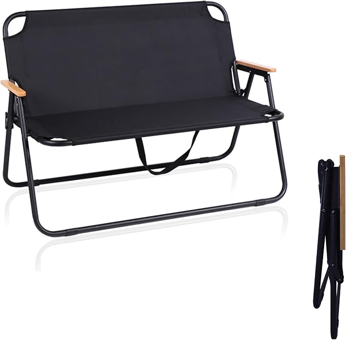 BDL Double Camping Chair Loveseat Heavy Duty Folding Double Seat Beach Chair with Armrests for Outdoor Travel Hiking Patio Beach