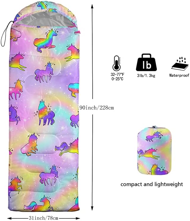 Kids Sleeping Bag for Boys and Girls,Mixed Color Star Dot-Lightweight Warm Portable Outdoor Indoor-Waterproof Cold Weather Resistant Sleeping Bag for Camping Hiking