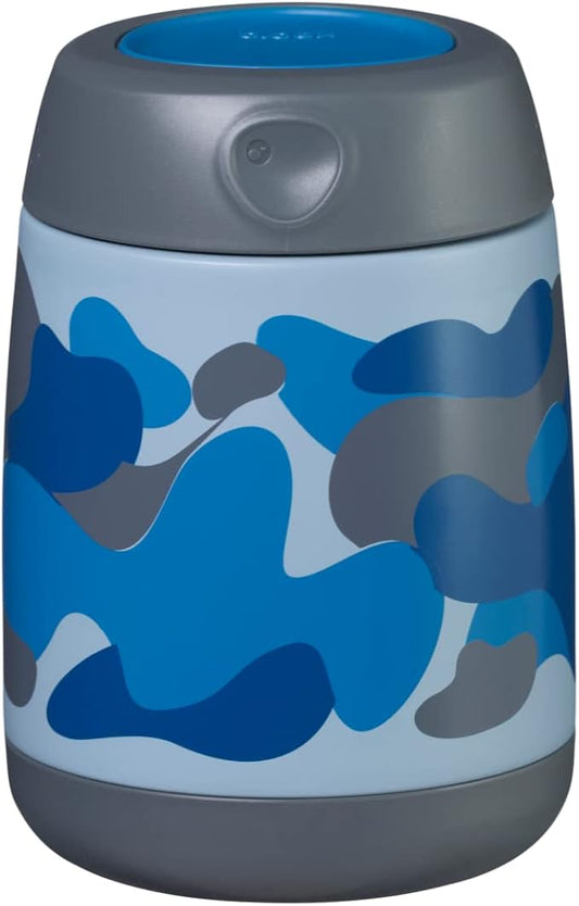 b.box Insulated Food Jar Mini | Small Snack Container for Babies and Kids | Double Wall Stainless Steel | Keeps Food Cold for 6hrs, Warm for 4hrs | (Blue Camouflage, 7 oz)