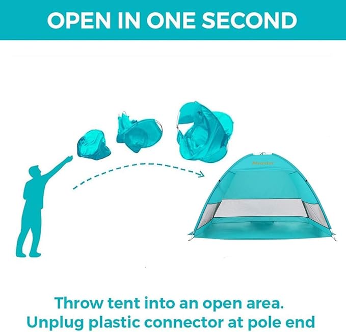 Alvantor® Beach Tent Beach Umbrella Outdoor Sun Shelter Cabana Automatic Instant Pop-Up UPF 50+ Portable Beach Shade Camping Fishing Hiking Canopy Easy Set Up Light Weight Windproof for 2-3 Person