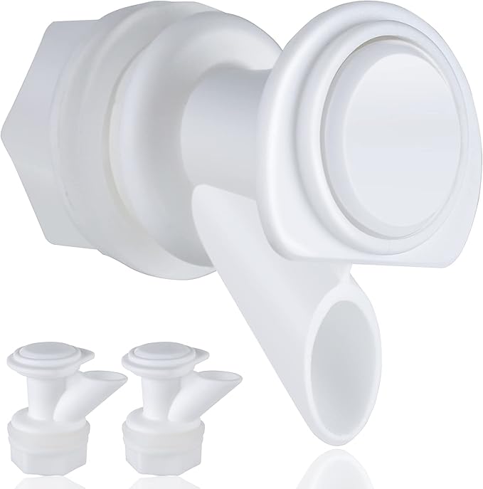 Upgrade Push-Button Cooler Spigot Replacement, Compatible with Igloo 2, 3, 5 and 10 Gallon Beverage Coolers, Durable Water Cooler Spigot for 2-10 Gallon Water Jugs Replacement Part (White-3PC)