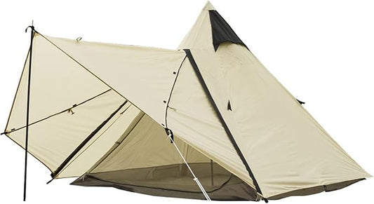 Outdoor Camping Tent, Cotton Canvas Pyramid Bell Tent, Double Layer Family Tent, Perfect for Backpacking, Camping, Hiking, Bushcraft, Travel, Winter Camping