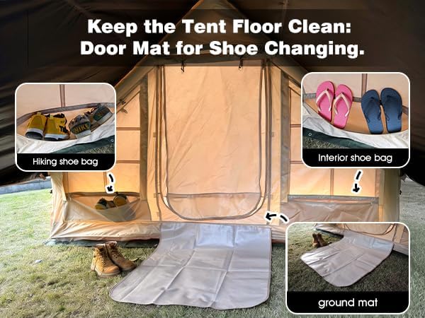 Inflatable Camping Tents 8-10 Person,129 Square Feets Large Inflatable Camping Tent with Stove Jack,Blow up Tent with Mesh Windows & Pump