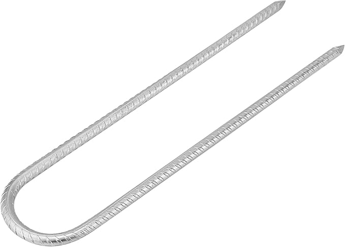 20pcs 12 Inch U Rebar Stakes, U Shape Ground Anchor Pegs Stakes, Trampoline Galvanized Stake for Camping Tent