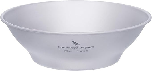 iBasingo 800ml Titanium Bowl Single-Walled Rice Salad Bowl Gym Fitness Bowl Ultralight Tableware Outdoor Camping Dinnerware Potable Stackable Kitchen Utensils with Carry Bag Ti1107T