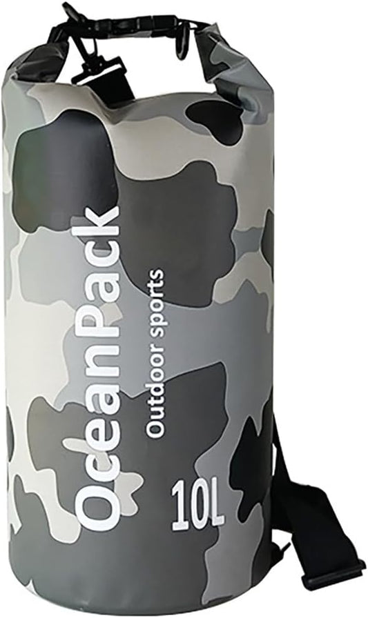 Dry Bag Waterproof 5L/10L/20L, Camo Design, Roll Top Lightweight dry bags for FLoating, Boating, Kayaking, Camping, Beach，Paddle boarding Accessories