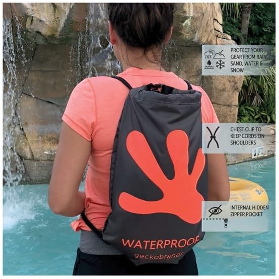 geckobrands Embark 10L Drawstring Backpack – Waterproof, Lightweight Dry Bag for Beach, Hiking, and Light Water Activities