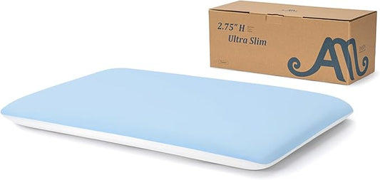 AM AEROMAX 2.75 Inches Queen Size Hyper Slim Memory Foam Pillow for Stomach and Back Sleepers - Thin, Flat Design for Cervical Neck Alignment and Deeper Sleep.