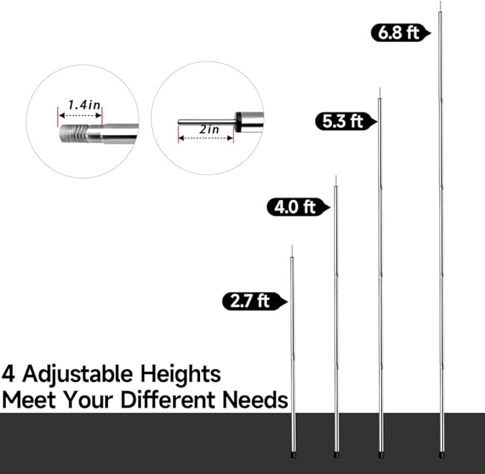 SANLIKE Tent Poles for Tarp, 6.6' Tarp Poles Set of 2, Tent Poles Replacement, Telescoping Pole, Canopy Poles, Camping Poles for Rooftop Tents, Trekking Pole Tent for Trailor, Rain Fly, Camper, Awning