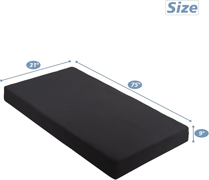 Cot Sheets 31" x 75" Cot Size Sheet Fitted for Narrow Twin Mattress/RVs Bunk/Guest Beds/Army Cots/Trifold Mattress/Travel Size Mattress, Ultra Soft & Breathable Camper RV Bunk Bed Sheets, Black