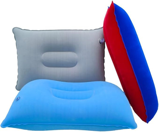 3 Pack Ultralight Inflatable Pillow Small Squared Flocked Fabric Air Pillow Beach Pillow for Camping,Napping,Desk Rest,Hiking,Traveling,Neck Lumbar Support