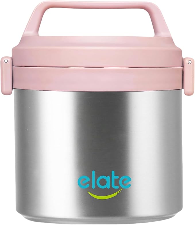 Elate 2-Quart Thermos Food Jar for Hot Food | 64oz Stainless Steel Vacuum-Insulated Camp Crock, Wide-Mouth Thermal Food Container, Portable Lunch Pot for Outdoor, Camping, Picnics, Trips, Potlucks