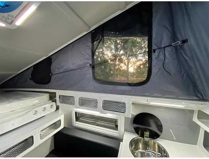 Double Layer Truck Bed Tent with Waterproof Oxford Fabric, Diagonal Bracing Support Frame, All-Weather Shelter for Outdoor Hiking Camping