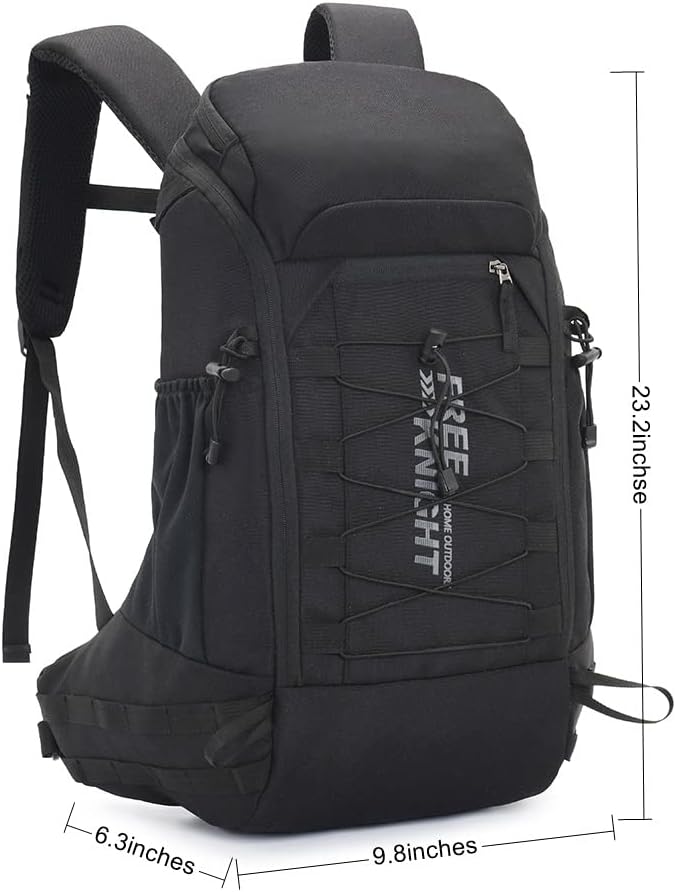Bseash 40L Waterproof Hiking Camping Backpack with Rain Cover, Outdoor Sport Travel Daypack Rucksack for Skiing Cycling (Black)
