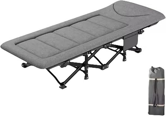 Camping Cot for Adults, Portable Folding Bed with Mattress and Carry Bag,Camping Bed with Side Pockets, Sleeping Cot for Office Home Nap, Outdoor, Camping, Travel, Supports 450 lbs
