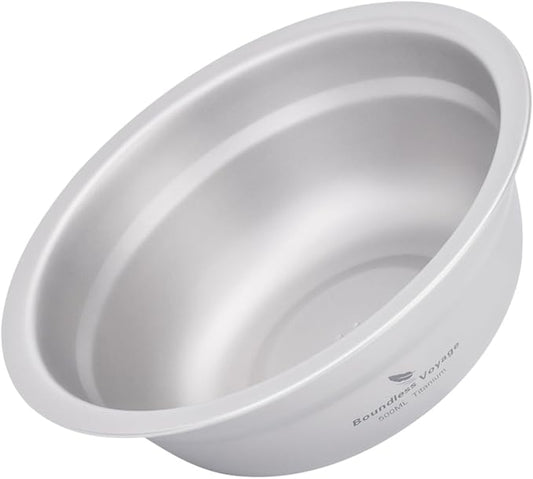 Boundless Voyage Titanium Camping Plate Bowl Set Rice Soup Salad Stackable Serving Bowls Ultralight Dinnerware Set Dishwasher Safe 500ml ti1144t