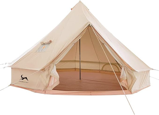 MC TOMOUNT Canvas Tent Bell Tent Yurt with Stove Jack Zipped Removable Floor for Glamping Truck Car Camping