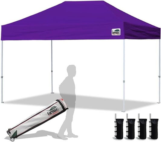 Eurmax USA 8'x12' Pop Up Canopy Tent Commercial Instant Canopies with Heavy Duty Roller Bag,Bonus 4 Sand Weights Bags (Purple)
