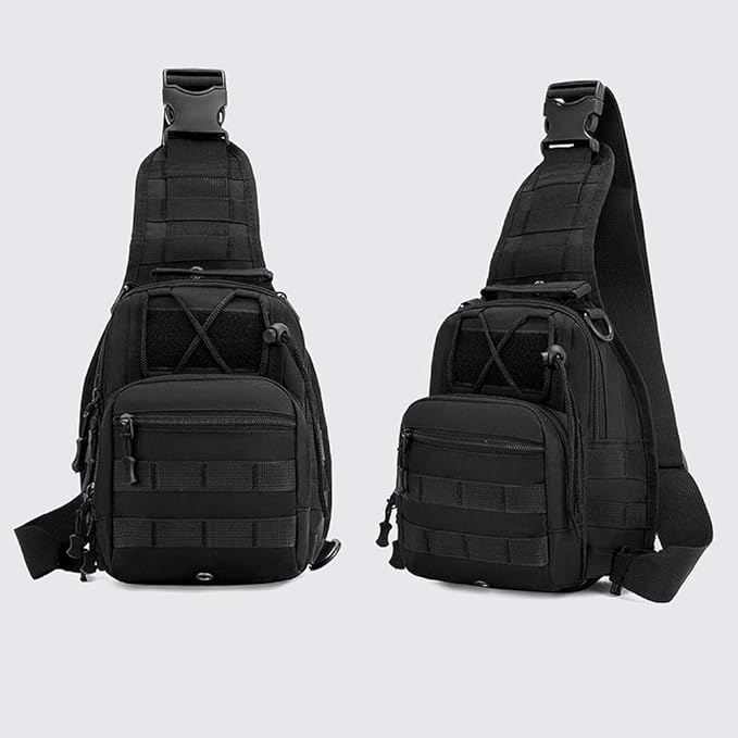 Viriber Tactical Backpack, Waterproof Military Cross-body Molle Sling Shoulder Backpack Chest Bag for Outdoor Every Day Carry Black