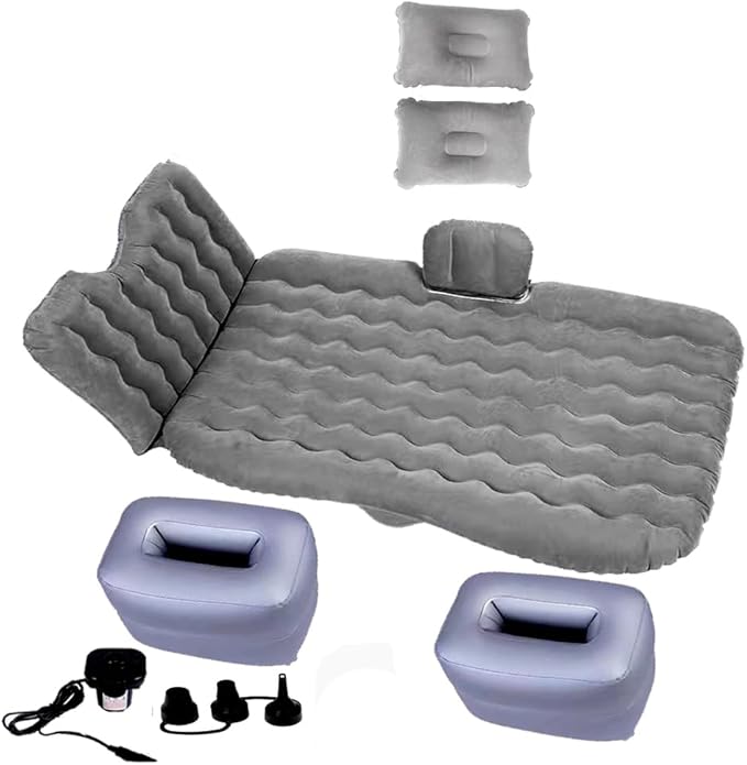 Inflatable Car Air Mattress Back Seat Bed with Air Pump,Thickened Portable Car Travel Sleeping Camping Air Mattress Blow Up Bed for Car Universal SUV