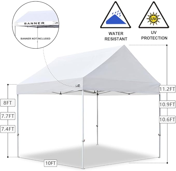 Eurmax USA Patented 10x10 Pop Up Canopy Tent Party Tent Commercial Instant Canopies Shelter with Heavy Duty Roller Bag,Bonus 4 Sand Bags (Royal Blue)
