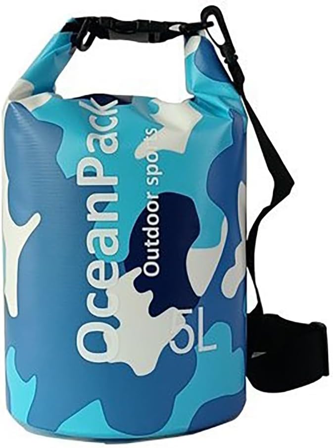 Dry Bag Waterproof 5L/10L/20L, Camo Design, Roll Top Lightweight dry bags for FLoating, Boating, Kayaking, Camping, Beach，Paddle boarding Accessories